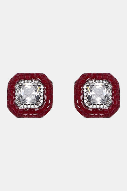Geometric Ruby Stud Earrings 