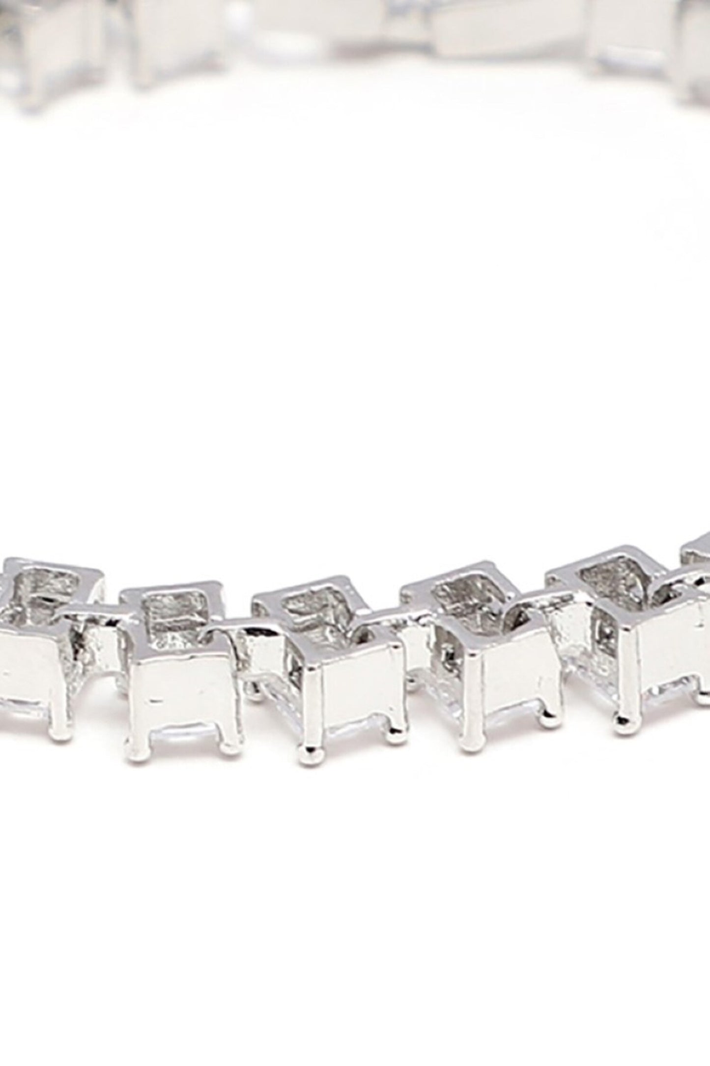 Natural Stone Embellished Silver Bracelet 