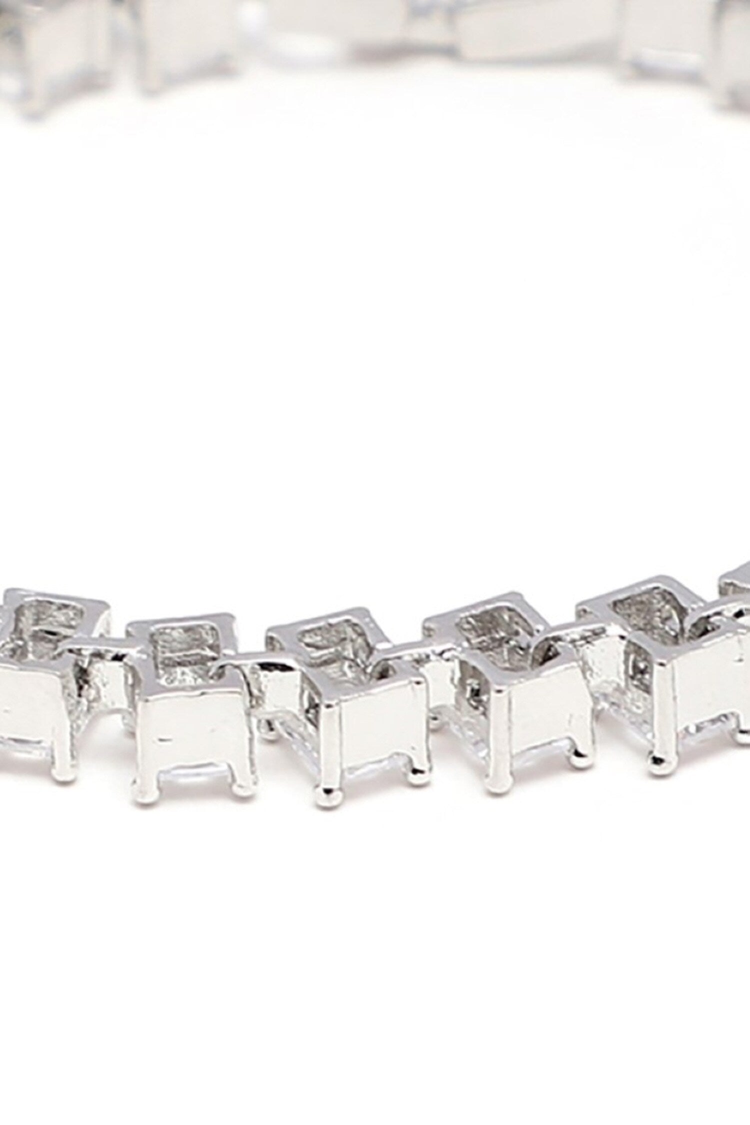Natural Stone Embellished Silver Bracelet 