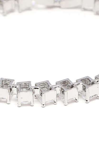 Natural Stone Embellished Silver Bracelet 
