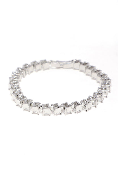 Natural Stone Embellished Silver Bracelet 