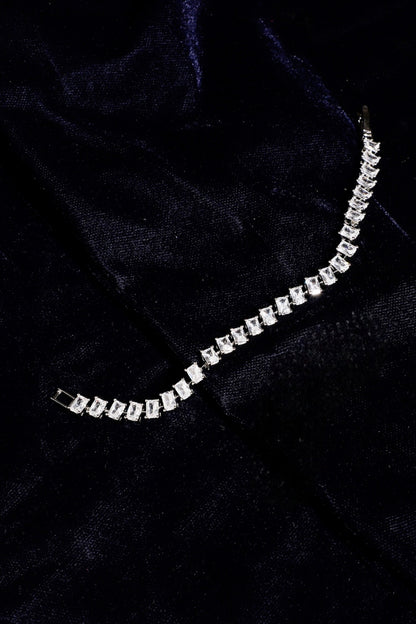 Natural Stone Embellished Silver Bracelet 