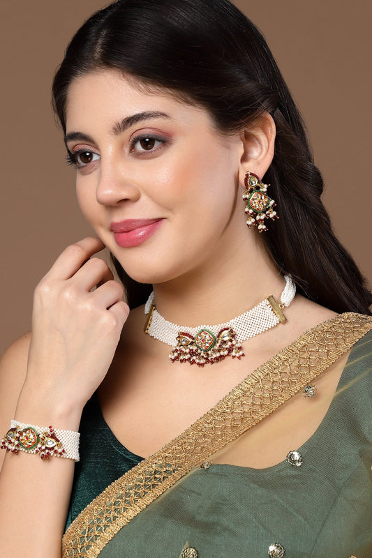 Kundan Pearl Multi-Chain Bracelet 