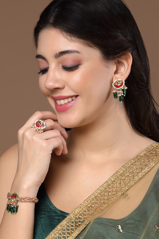 Kundan Embellished Half Moon Bracelet 