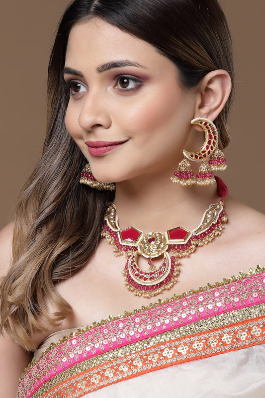 Kundan Embellished Crescent Earrings 