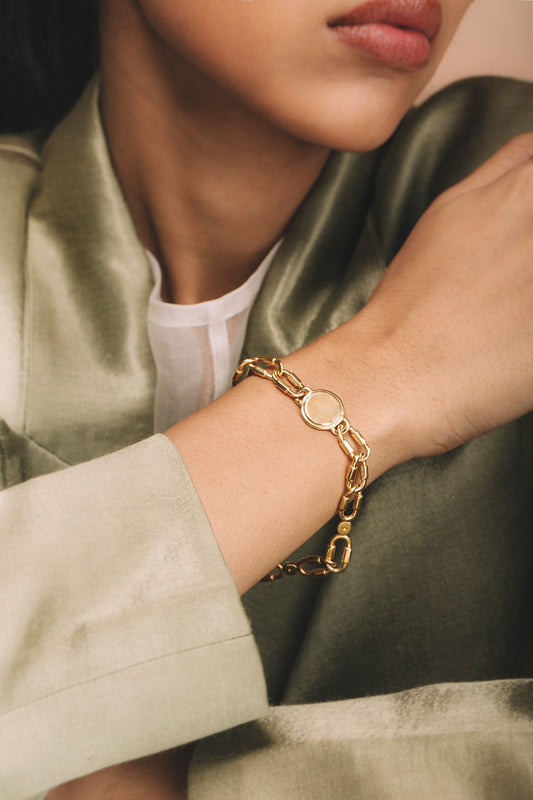Gold Chain Link Fingerprint Bracelet 