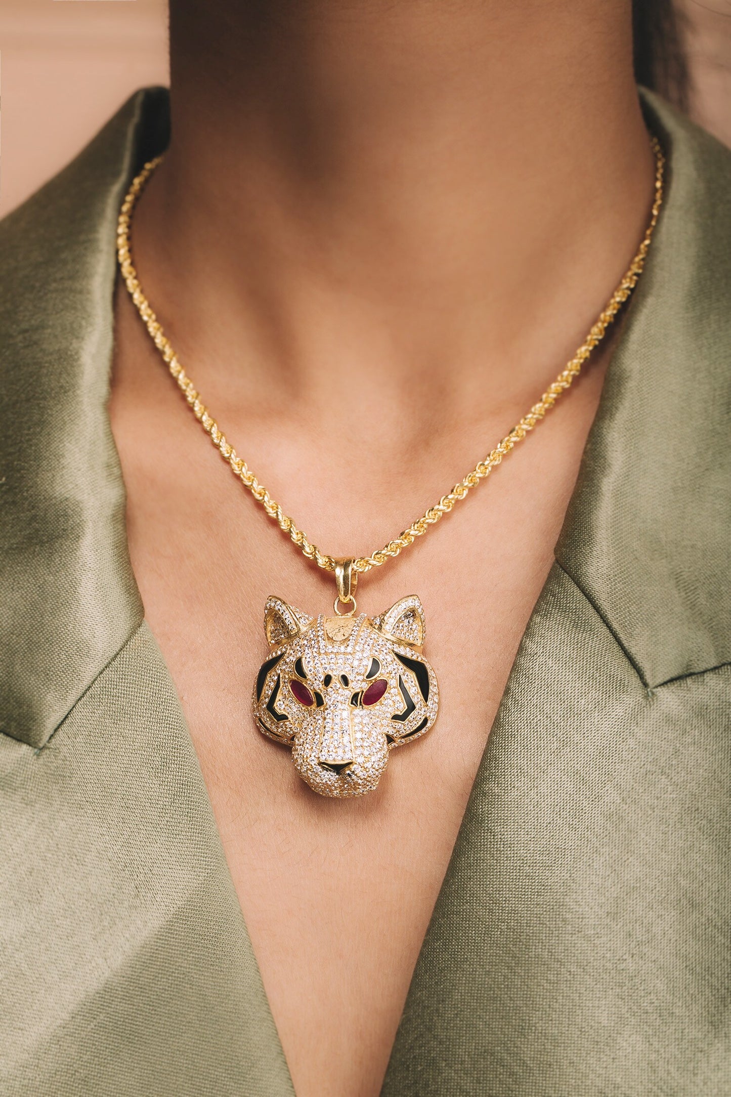 Mayan Wild Cat Pendant Necklace 