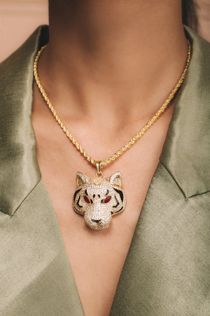 Mayan Wild Cat Pendant Necklace 