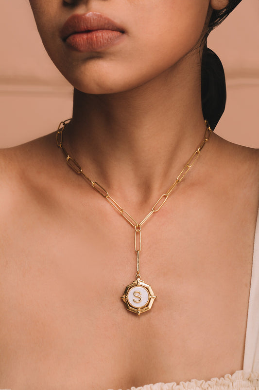 Gold Soul Initial Pendant Necklace 