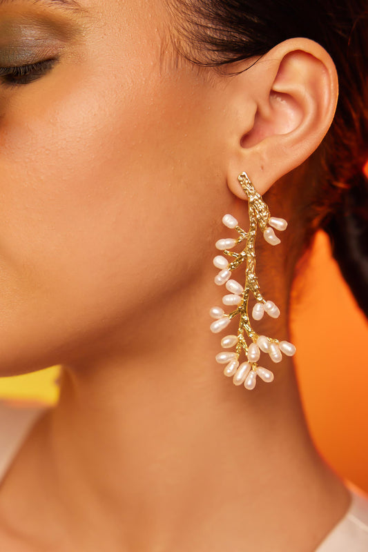 Gandharva Pearl Petal Danglers 