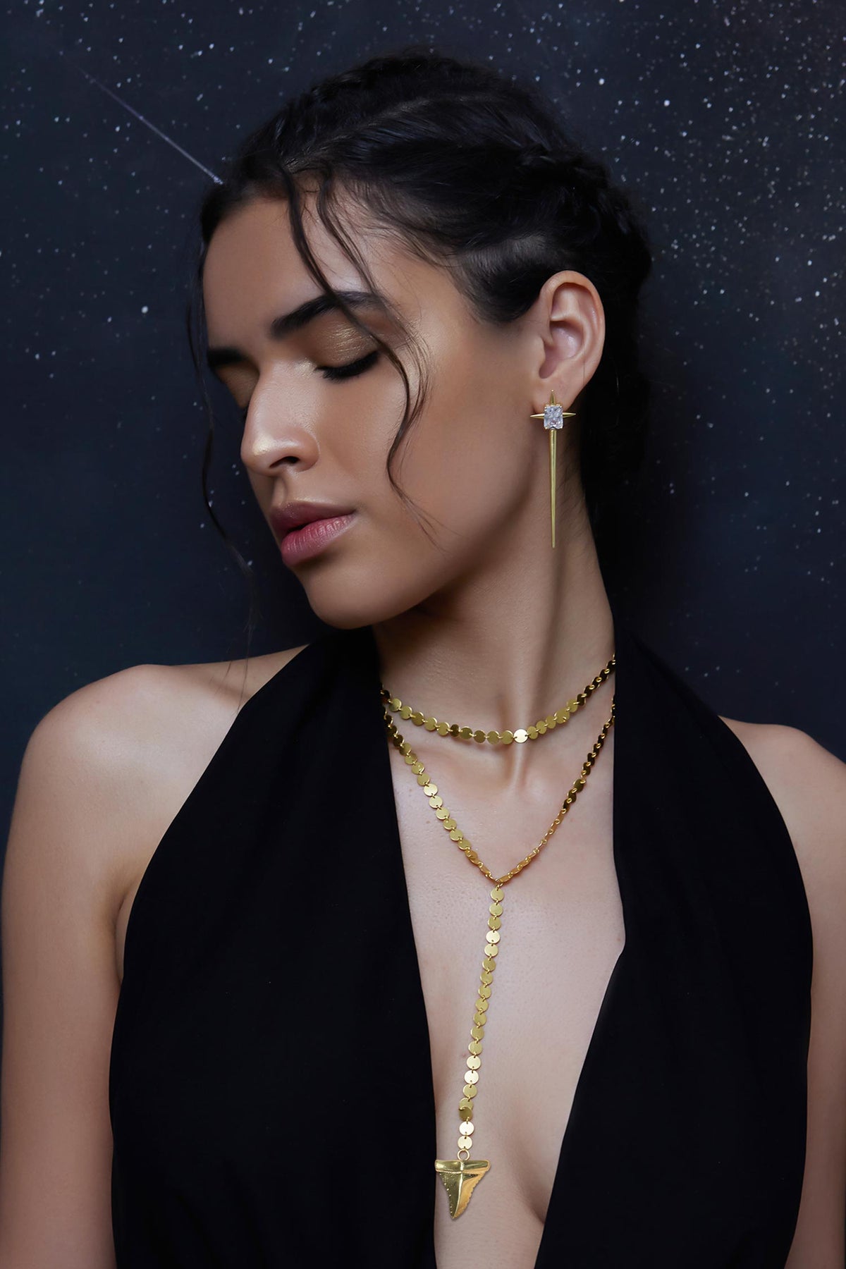Gold Makara Layered Pendant Necklace 