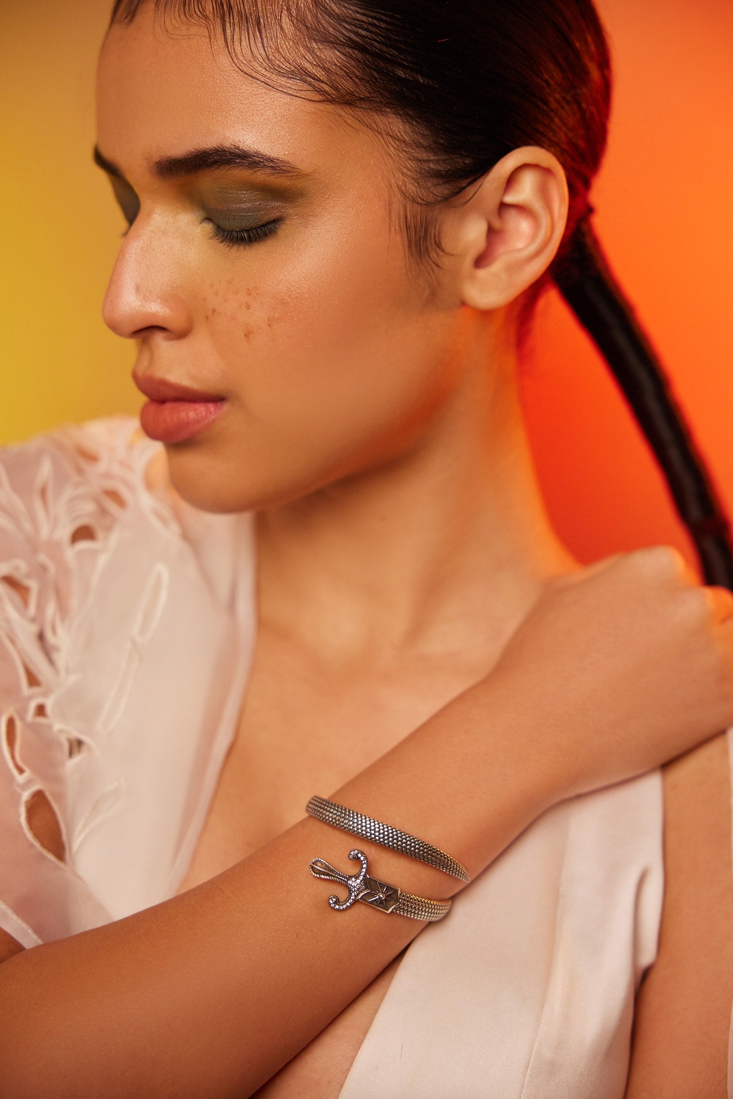 Silver Sword Design Cuff Bracelet 