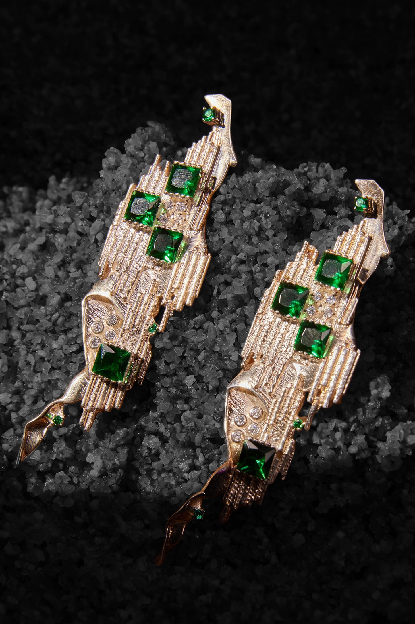 Silver Green Stone Zircon Danglers 