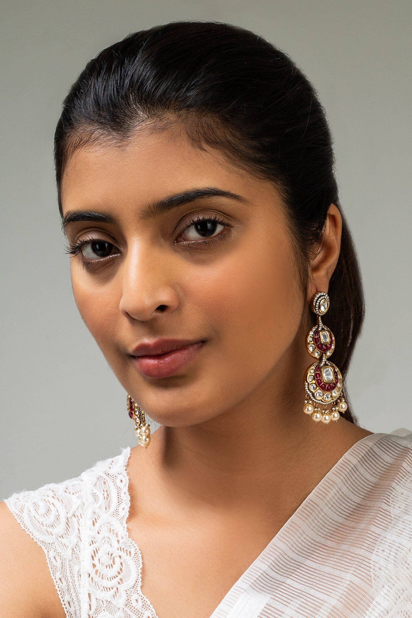 Floral Stone Embellished Earrings 