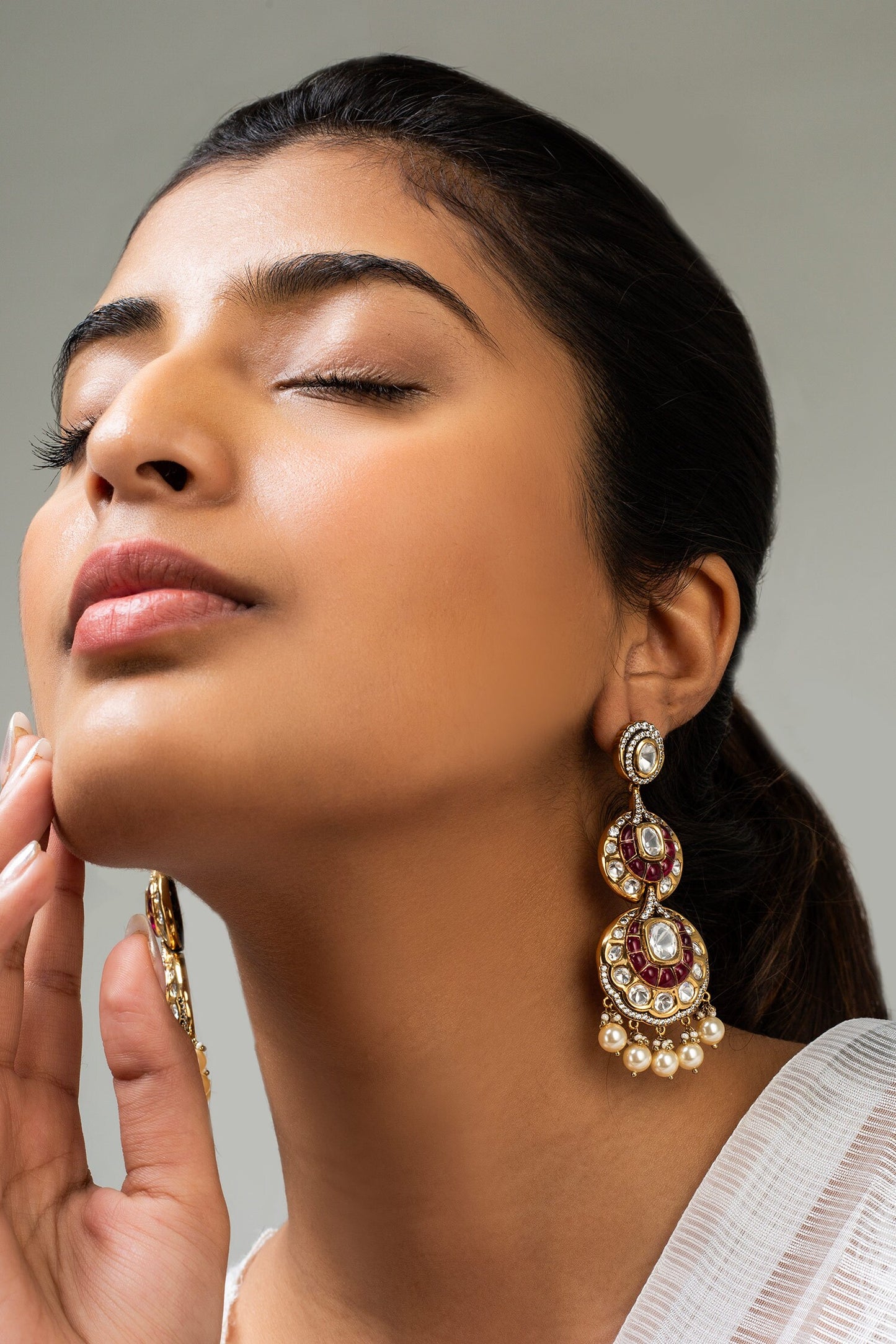 Floral Stone Embellished Earrings 