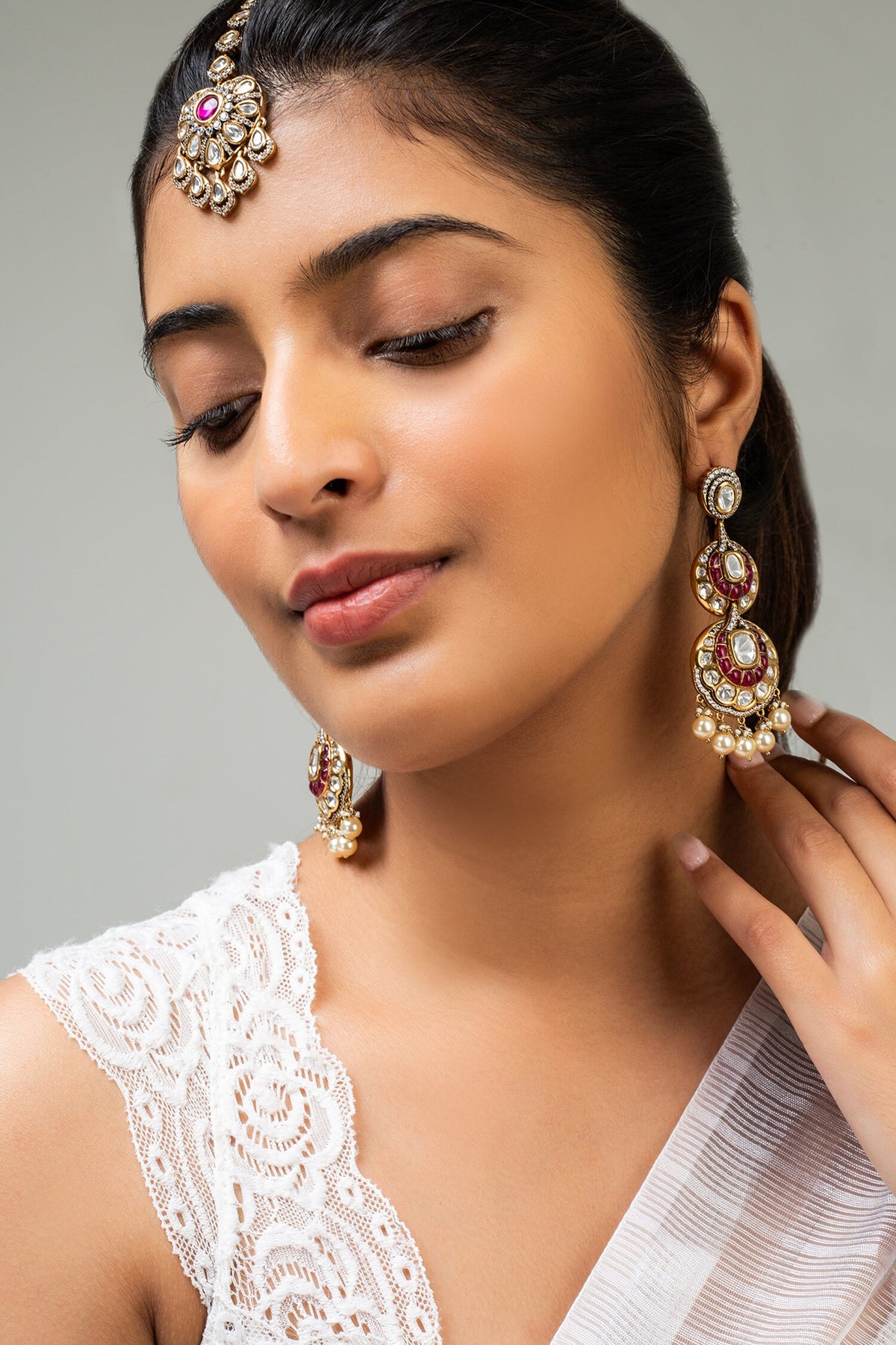 Heart Stone Embellished Maangtikka 