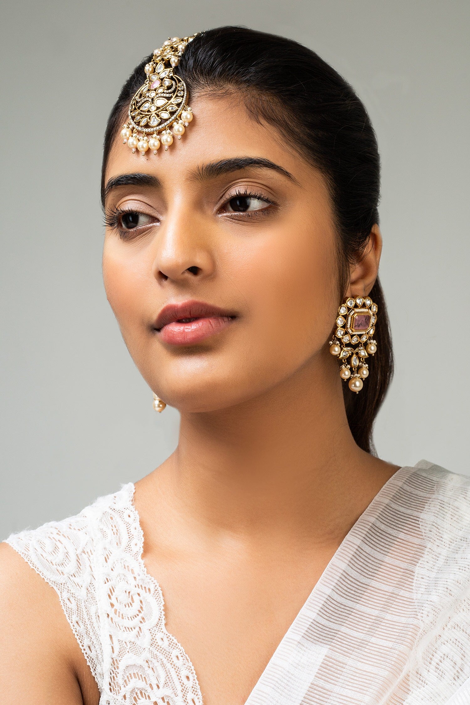 Crescent Pearl & Stone Maangtikka 