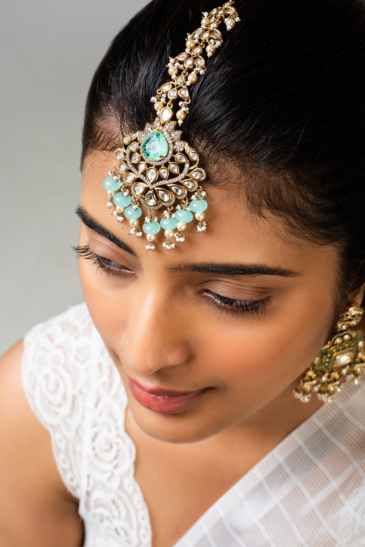 Stone Embellished Drop Pattern Maangtikka 