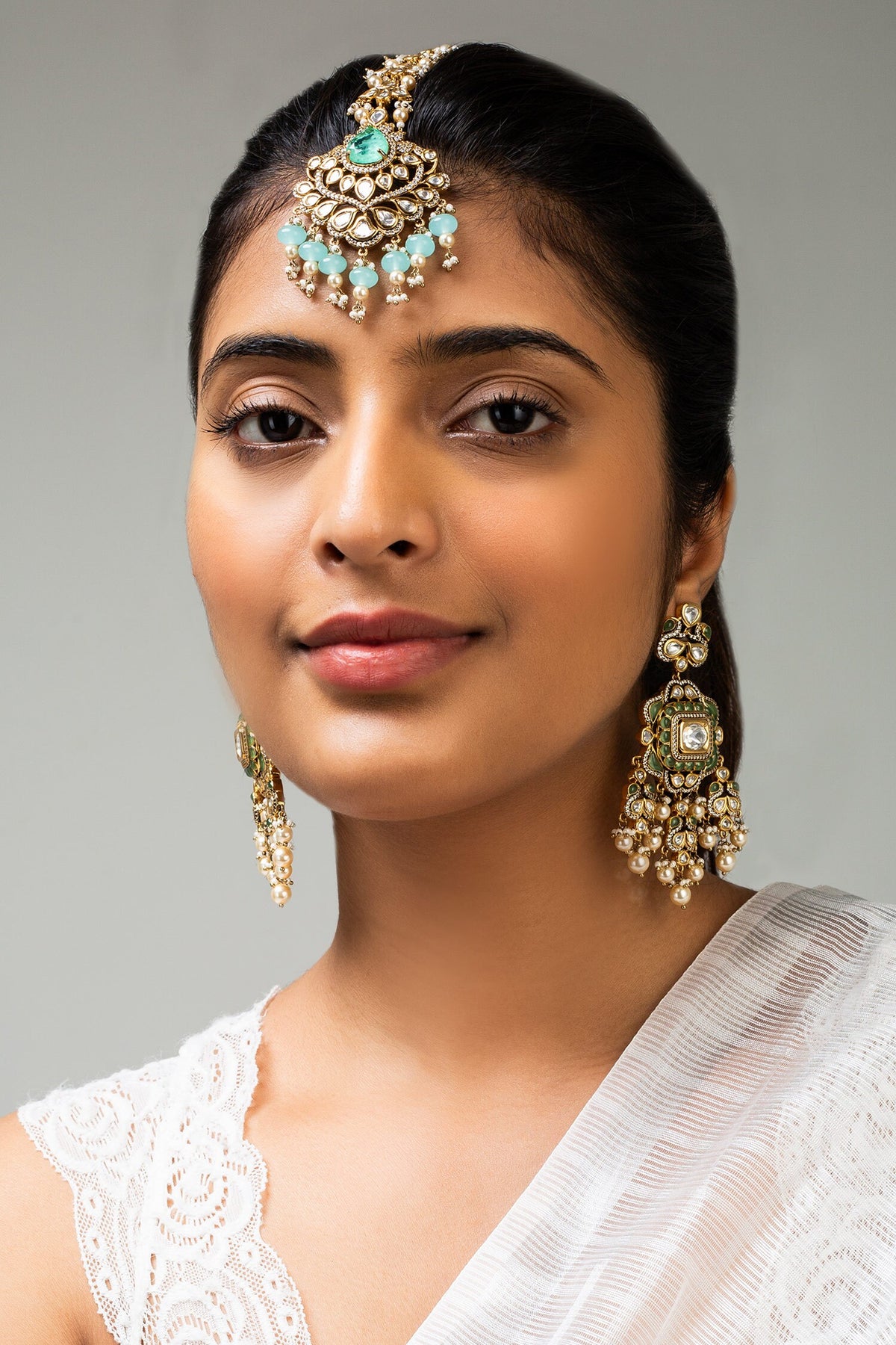 Stone Embellished Drop Pattern Maangtikka 