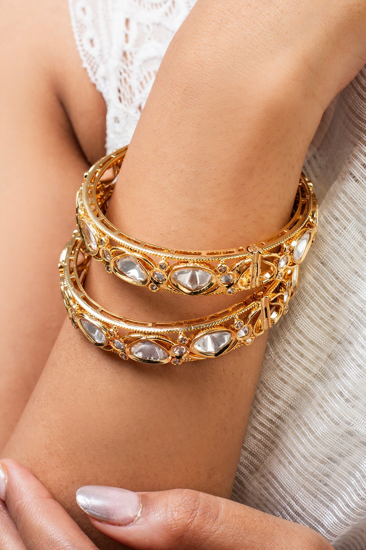 Stone Embellished Bangles Set of 2 