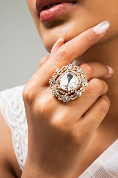 Floral Stone Embellished Ring 