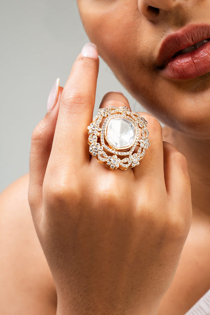 Floral Stone Embellished Ring 