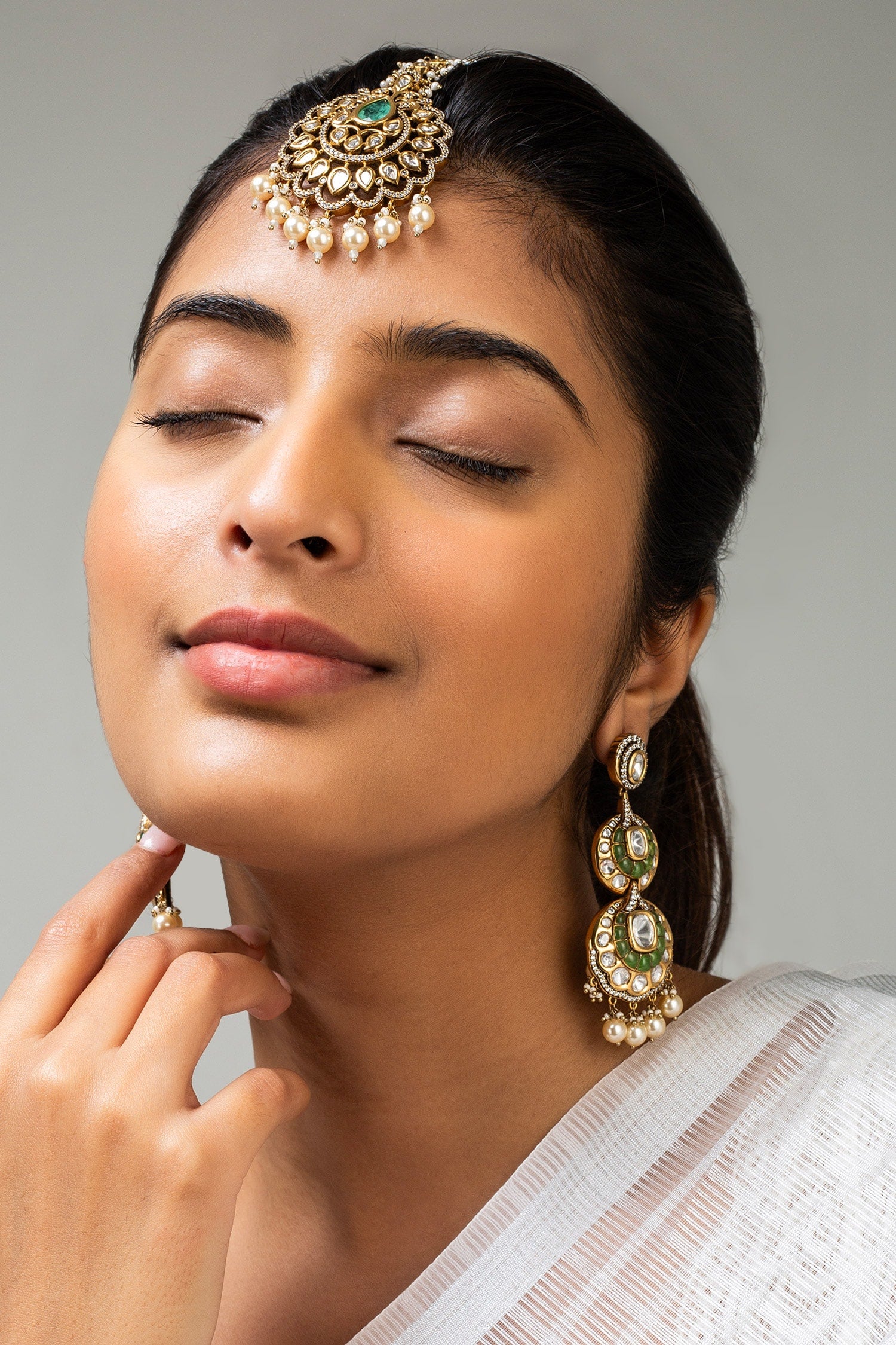 Floral Drop Stone Embellished Maangtikka 