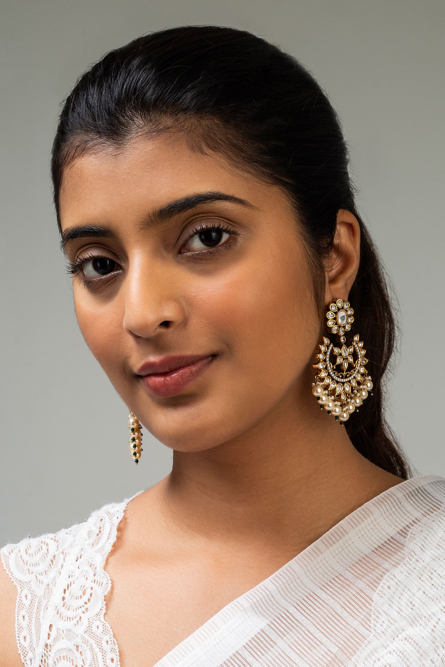 Floral Stone Studded Chandbalis 