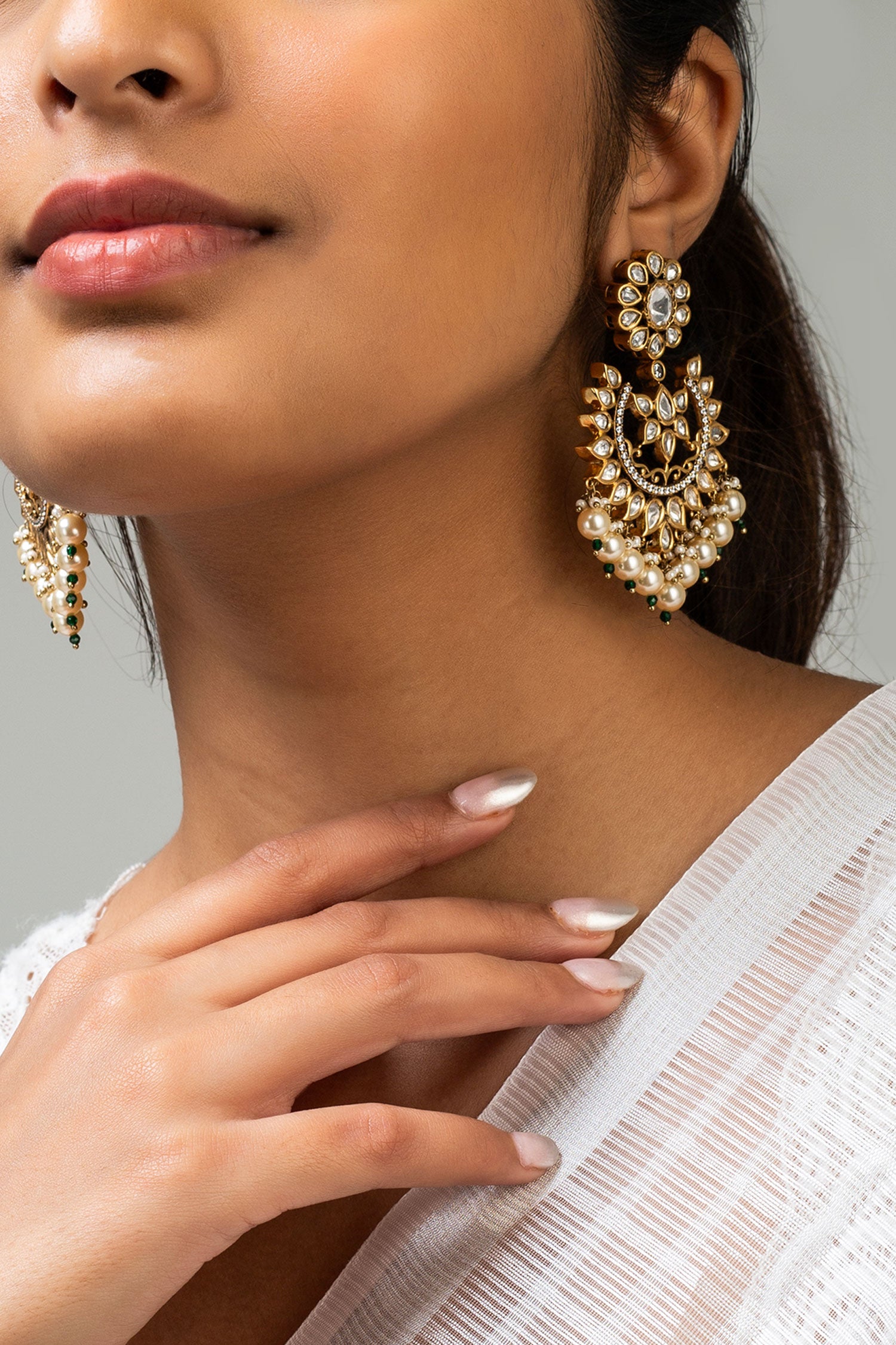 Floral Stone Studded Chandbalis 