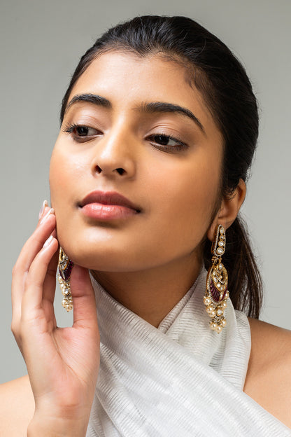 Antique Gold Plated Chandbali Earrings 