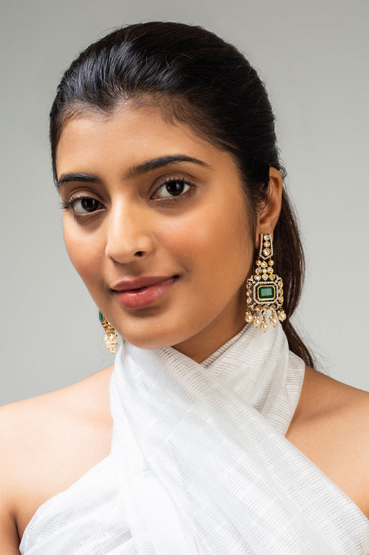 Geometric Stone Studded Earrings 