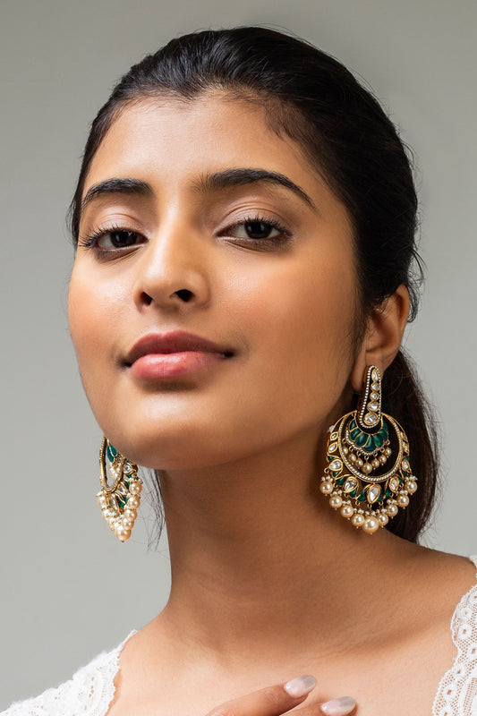 Antique Gold Plated Chandbali Earrings 