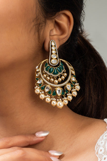 Antique Gold Plated Chandbali Earrings 