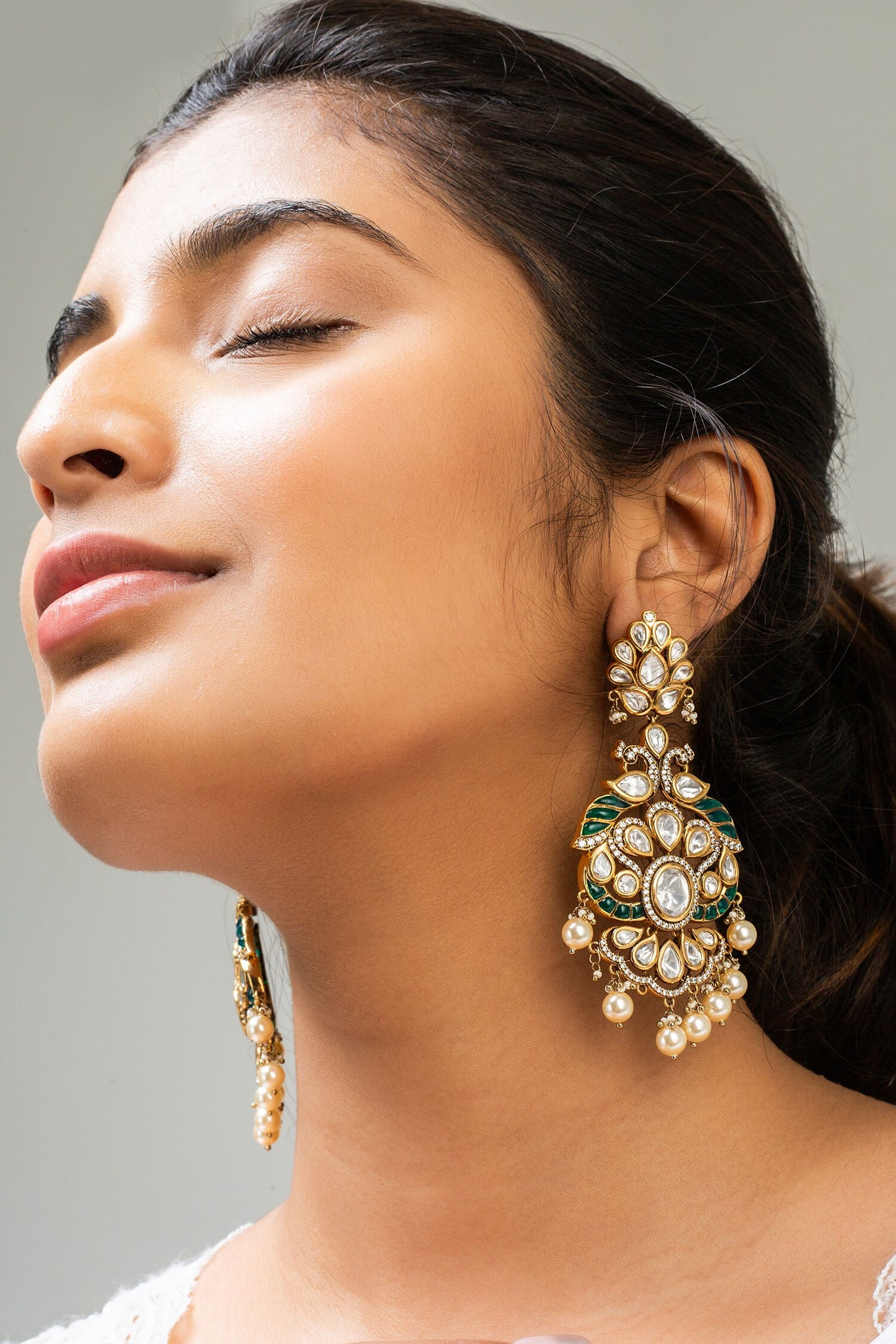 Antique Gold Plated Peacock Drop Earrings 