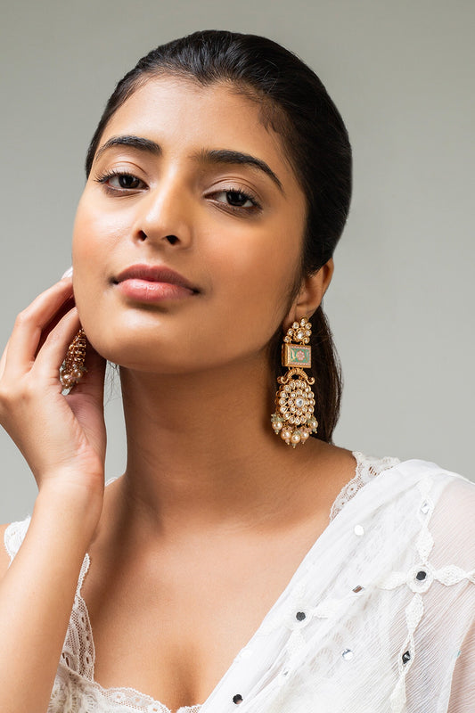 Multi Color Floral Stone Studded Earrings 