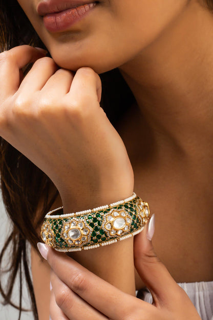 Antique Gold Plated Stone Bangle 