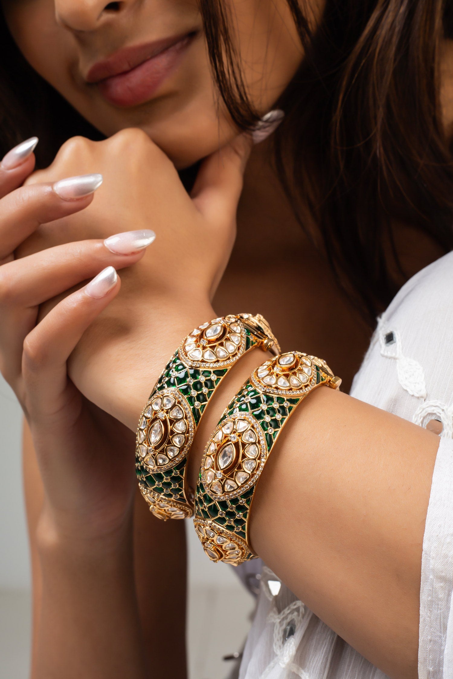 Antique Gold Plated Stone Bangle 