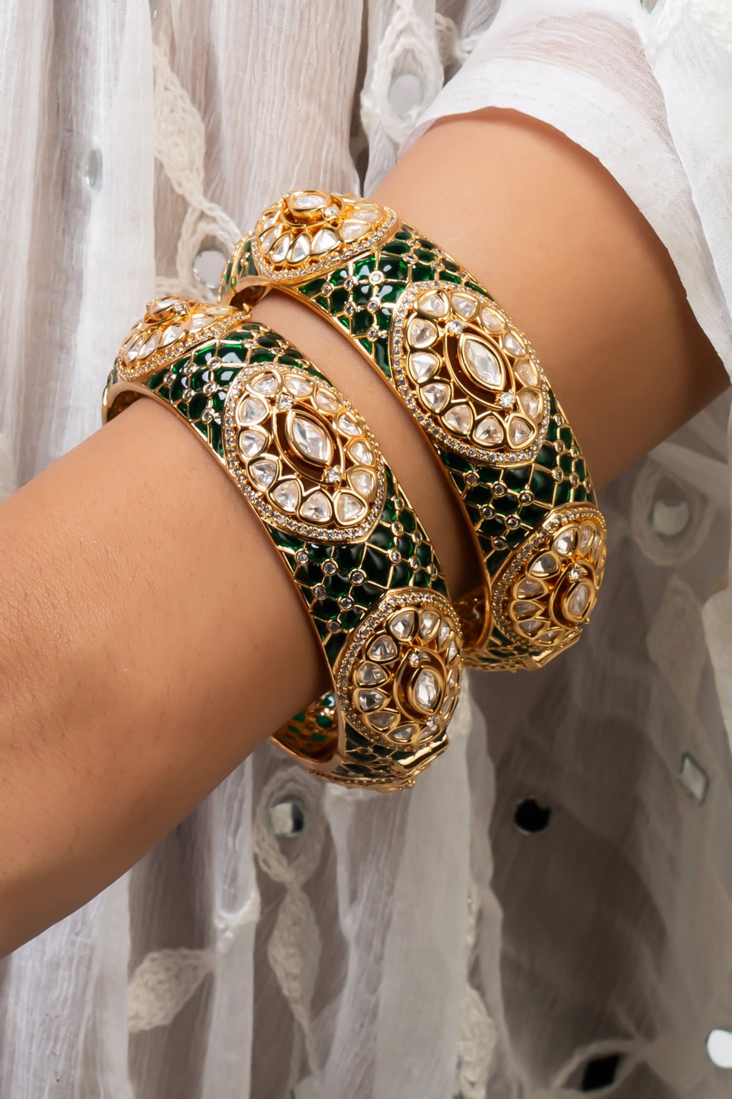 Antique Gold Plated Stone Bangle 