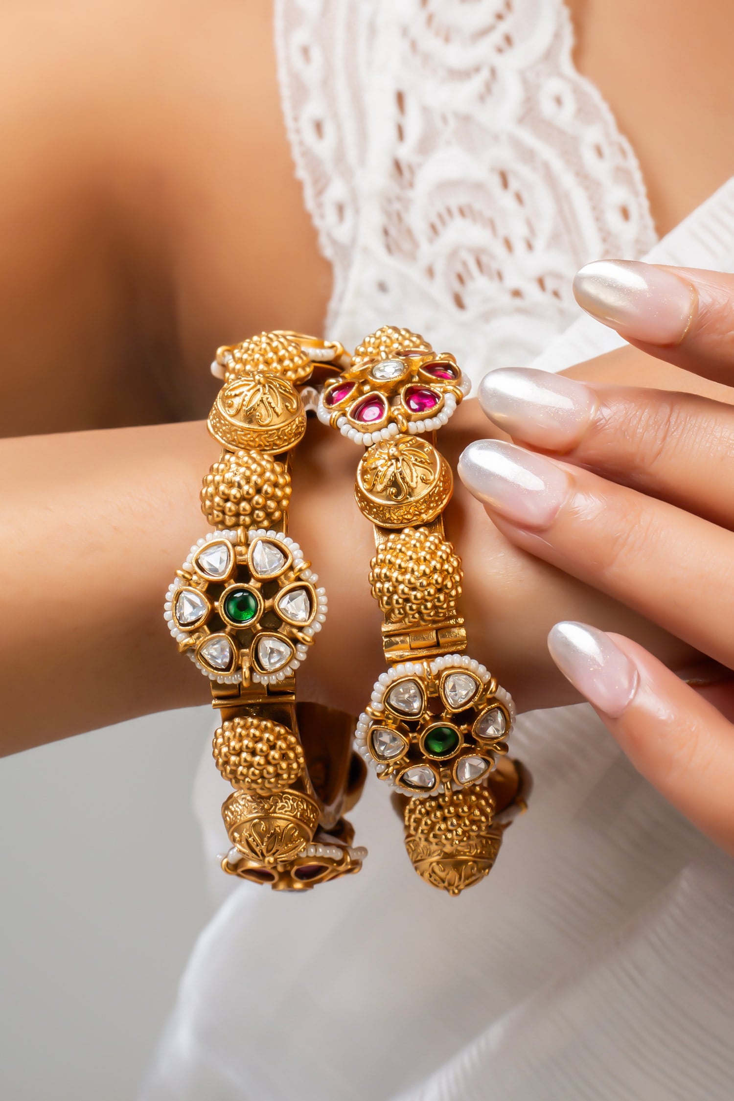 Antique Gold Floral Bangle 
