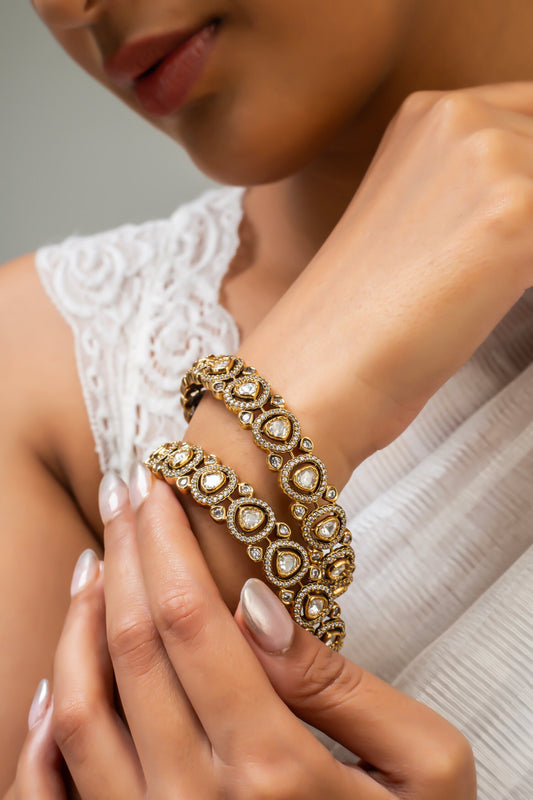 Antique Gold Triangle Cutwork Bangle 