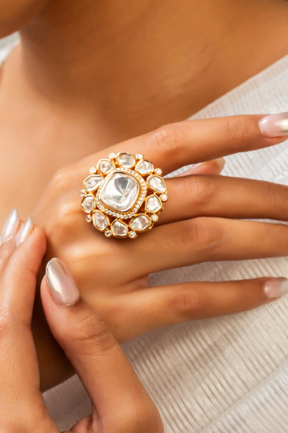 Antique Gold Plated Geometric Ring 