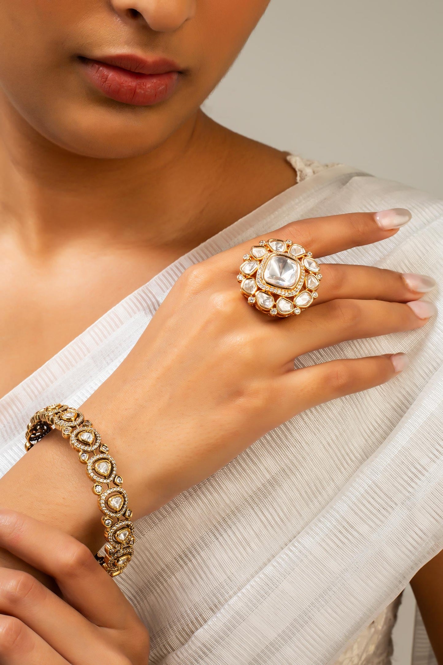 Antique Gold Plated Geometric Ring 