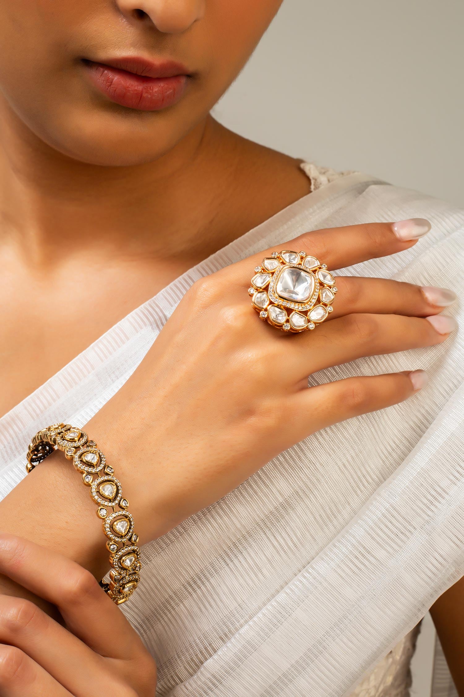 Antique Gold Plated Geometric Ring 