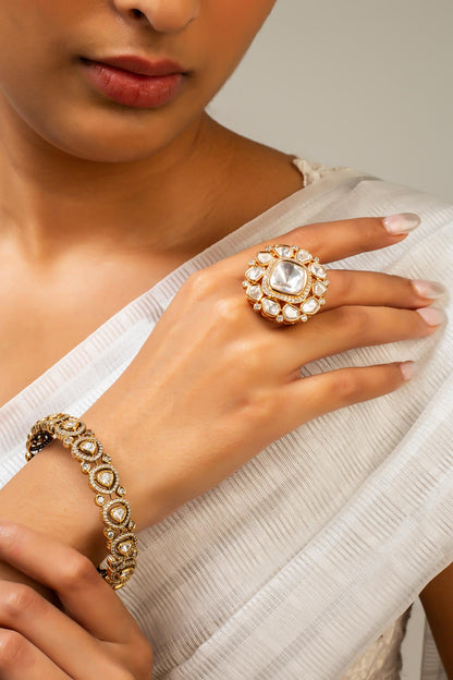 Antique Gold Plated Geometric Ring 