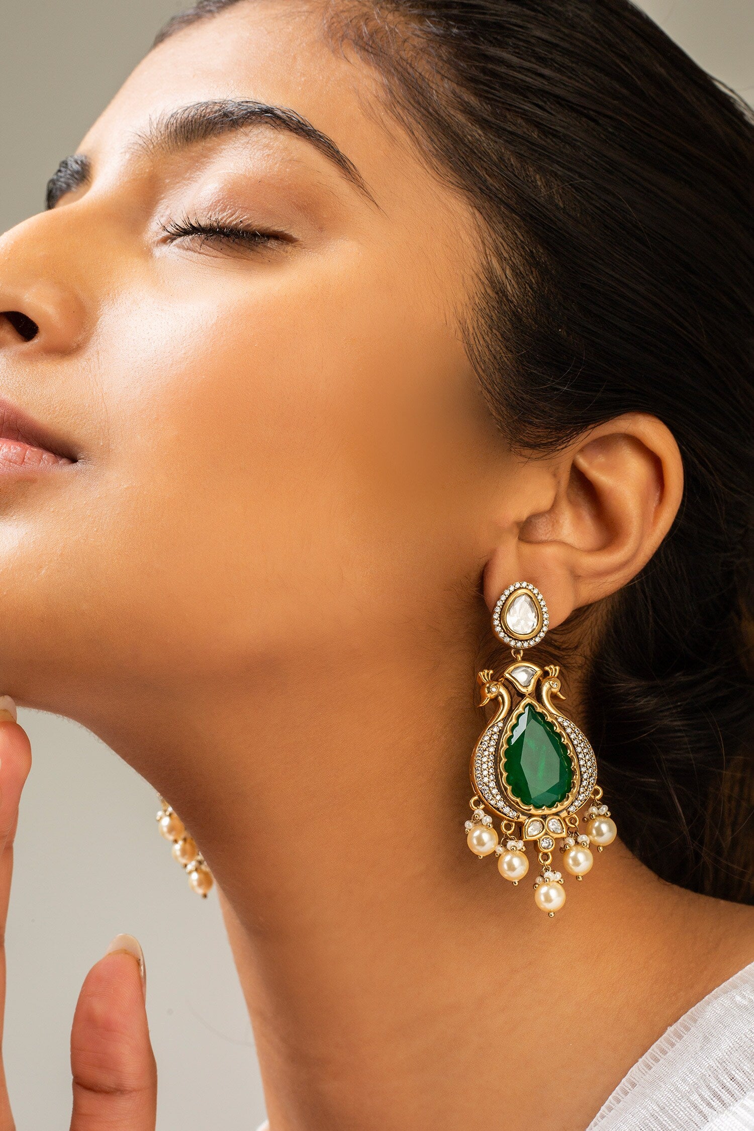 Antique Gold Peacock Earrings 