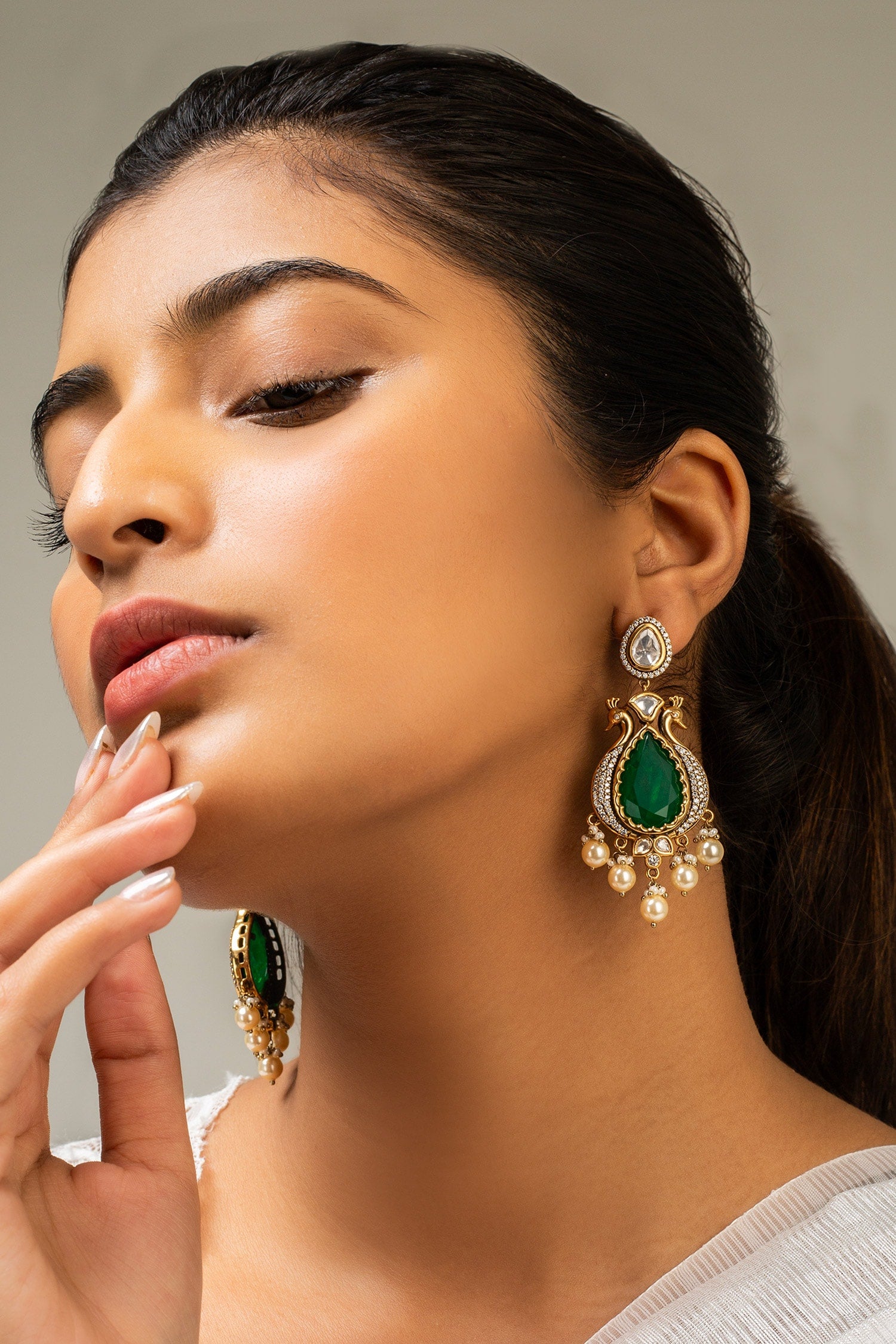 Antique Gold Peacock Earrings 