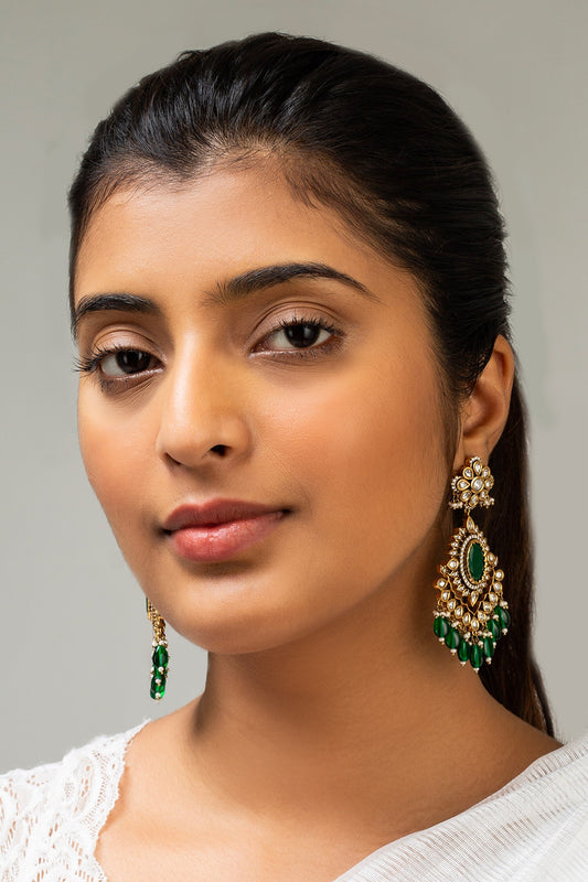 Antique Gold Plated Floral Earrings 
