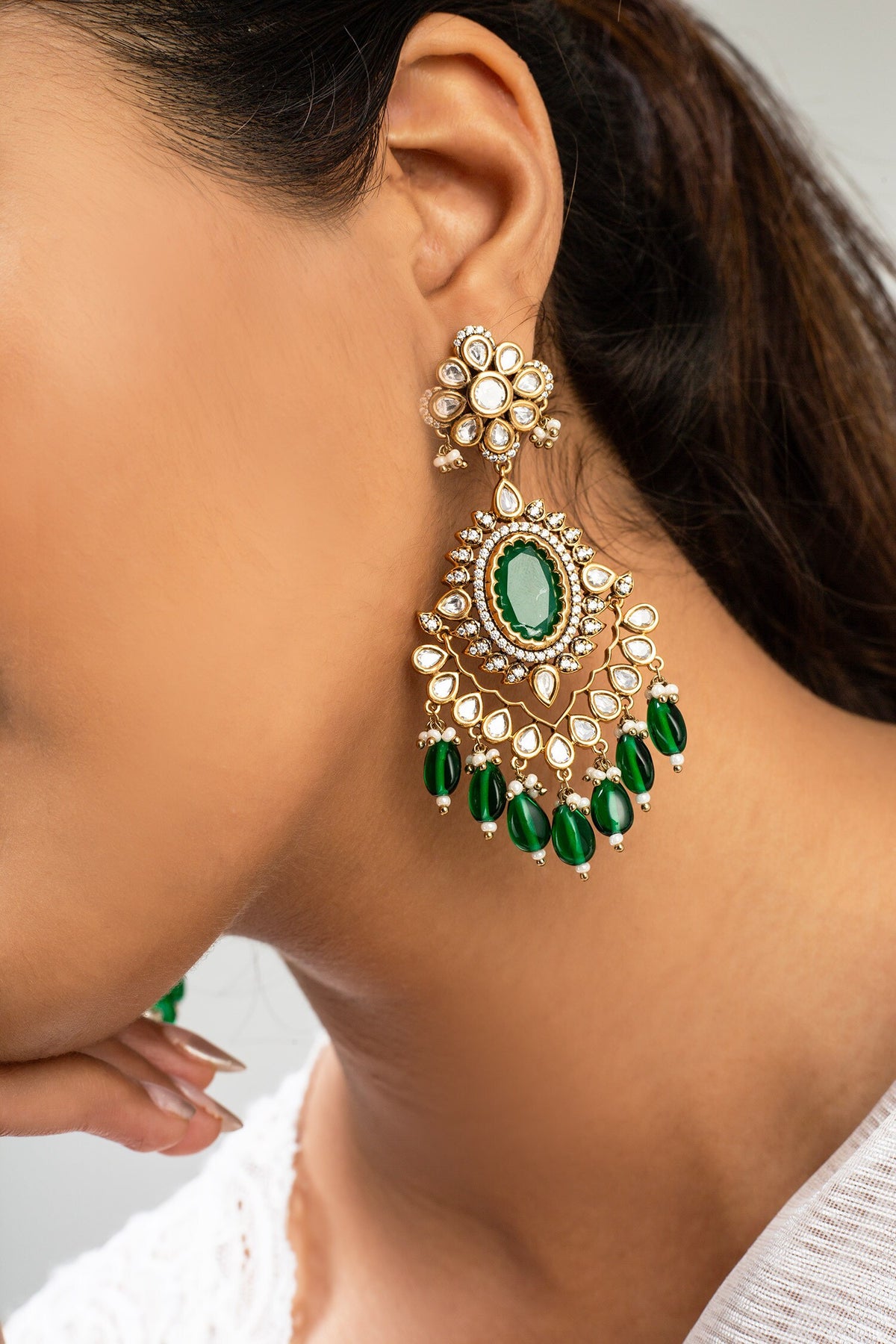 Antique Gold Plated Floral Earrings 