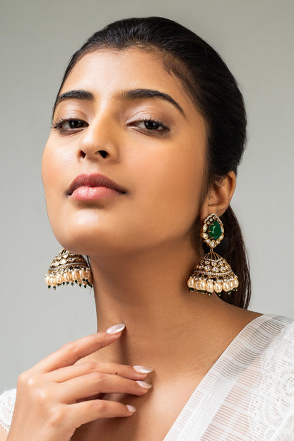 Antique Gold Geometric Jhumkas 