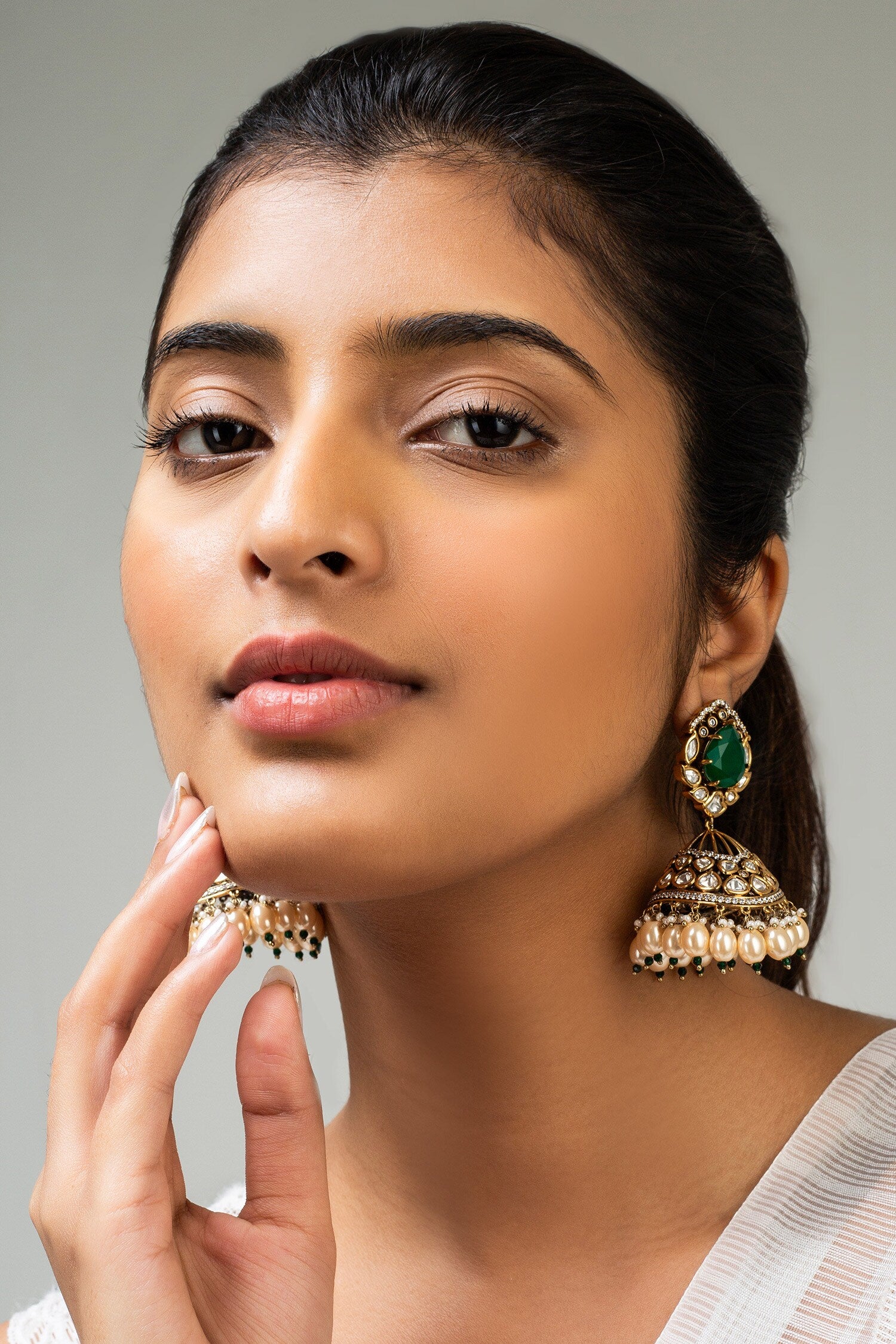 Antique Gold Geometric Jhumkas 